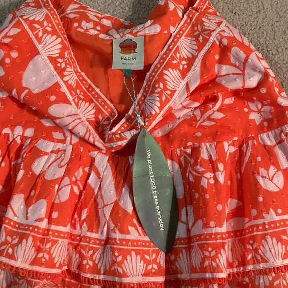 Women's FARM Rio Set Orange Neon Jungle Mini Bohemian Skirt | L /  Top | M - Picture 11 of 15